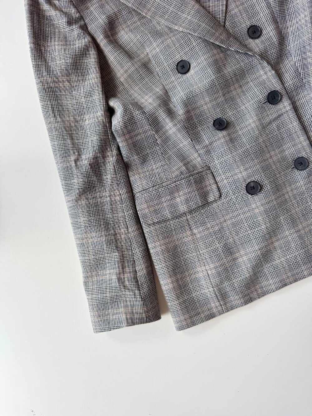 Aritzia BABATON Samuel Grey Glen Check Double Breasted Blazer Jacket, Size 2 - Picture 8 of 13